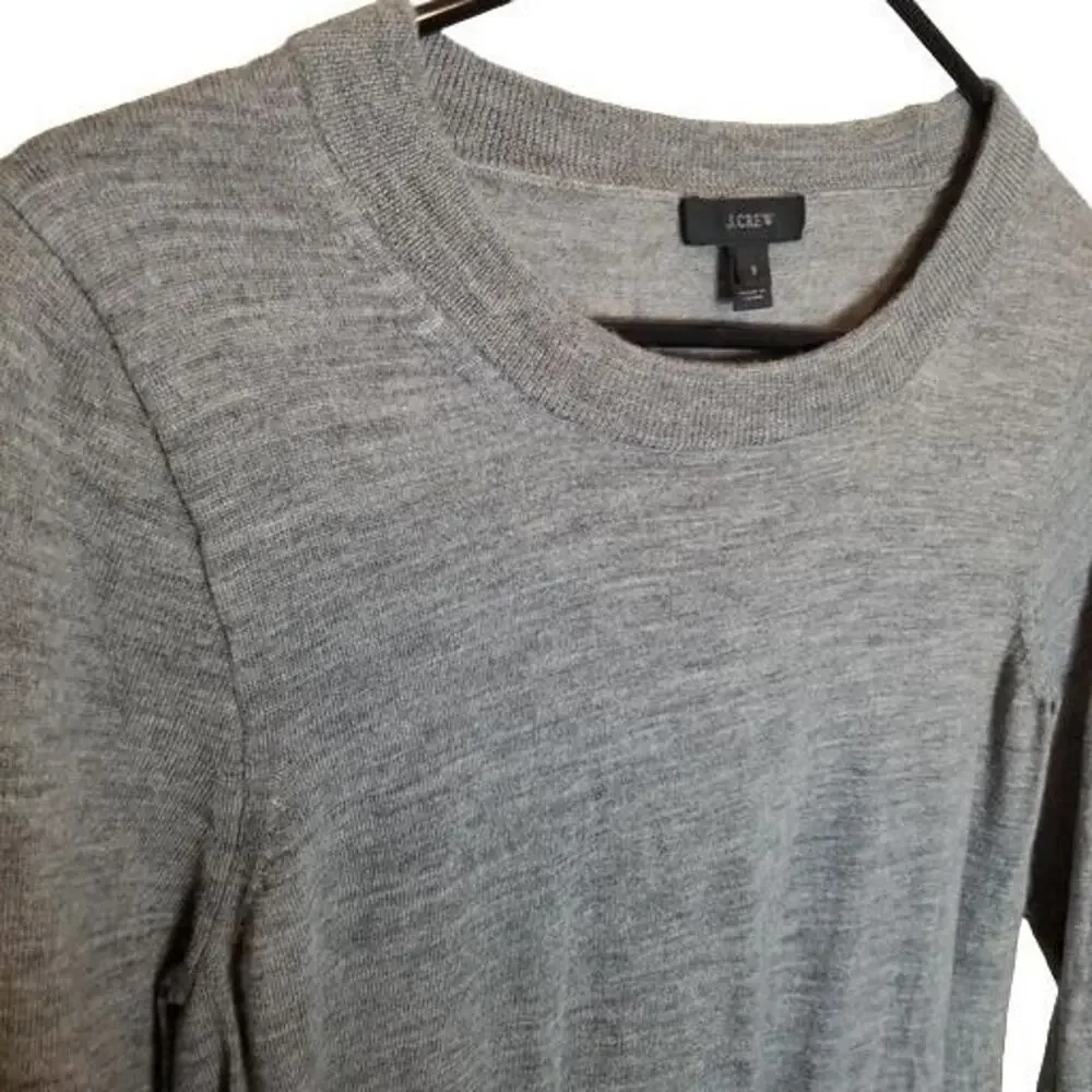 J. Crew Womens Merino Wool Pullover Sweater Sz S Minimalist Stretch Casual Gray